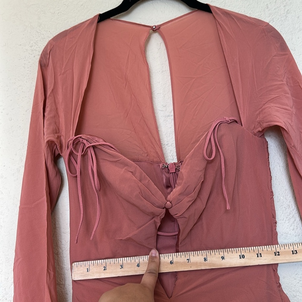 HOUSE OF CB 'Reine' Rose Real Silk Ruffle‎ Midi Dress NWOT size S - Picture 8 of 14